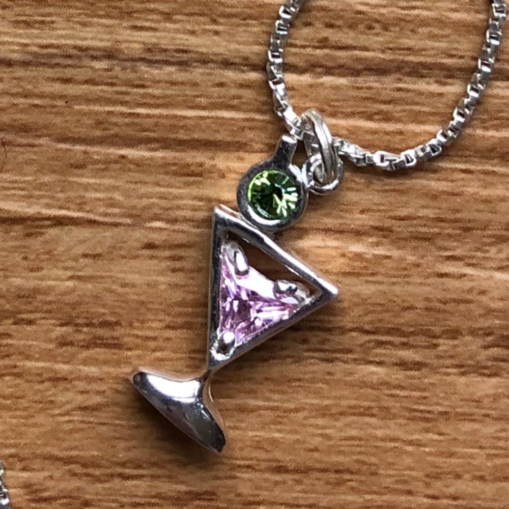 Sterling Silver Martini Glass Necklace - Picture 8 of 10